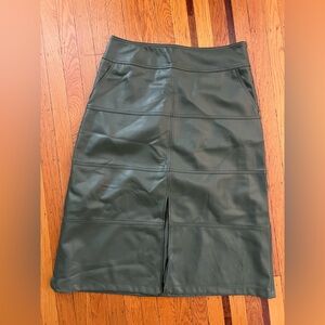 Cabi green faux leather midi skirt 12 kick it EUC
